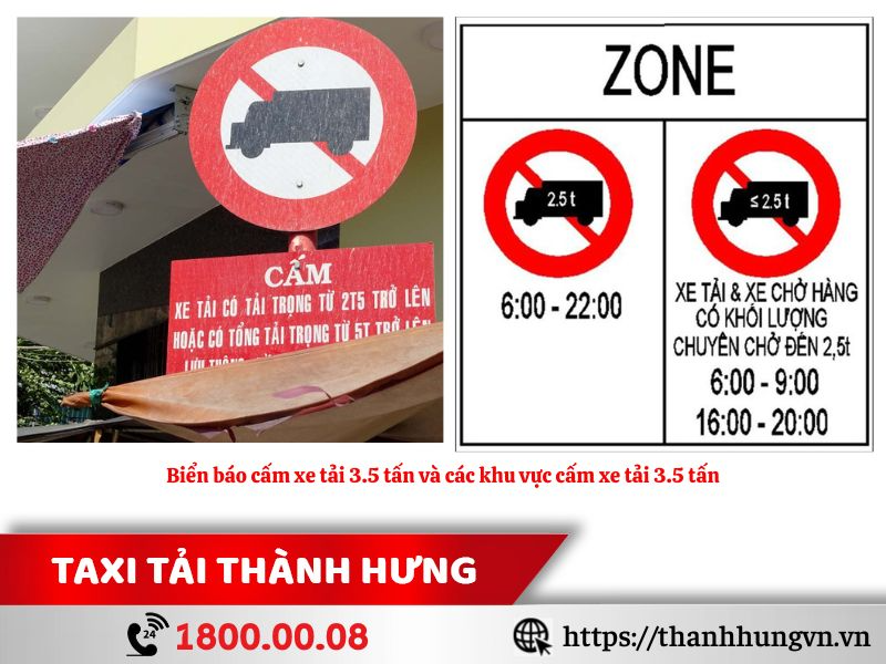 Biển báo cấm xe tải 3.5 tấn và các khu vực cấm xe tải 3.5 tấn