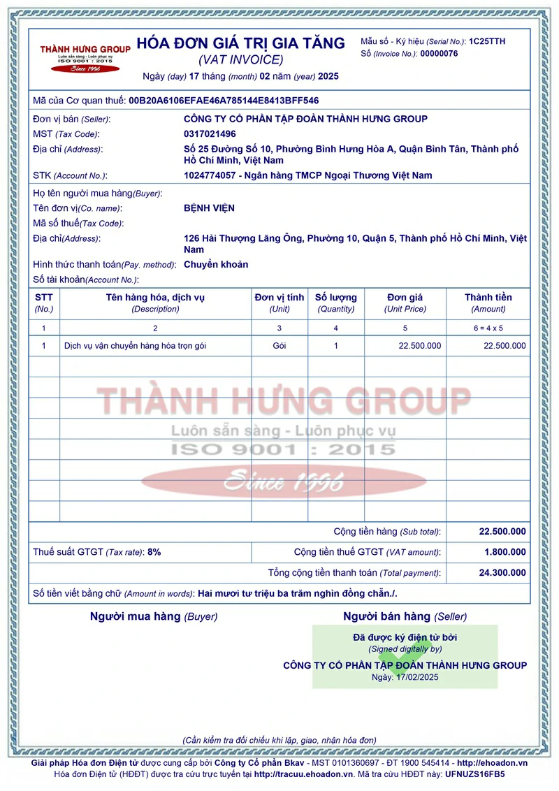 Biên nhận vận chuyển và hóa đơn giá trị gia tăng