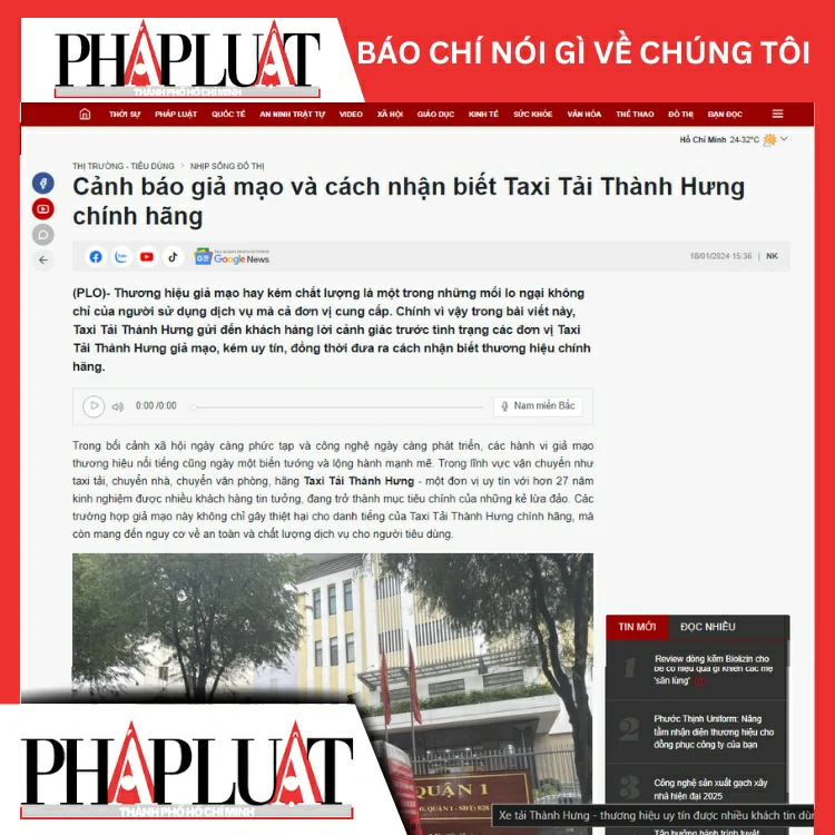 Báo Pháp Luật Thành phố Hồ Chí Minh nói gì về Dịch vụ chuyển nhà trọn gói Thành Hưng