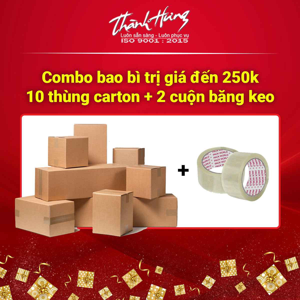 Combo đóng gói đồ đạc, nội thất gồm thùng carton và băng keo tại Bao bì Thành Hưng