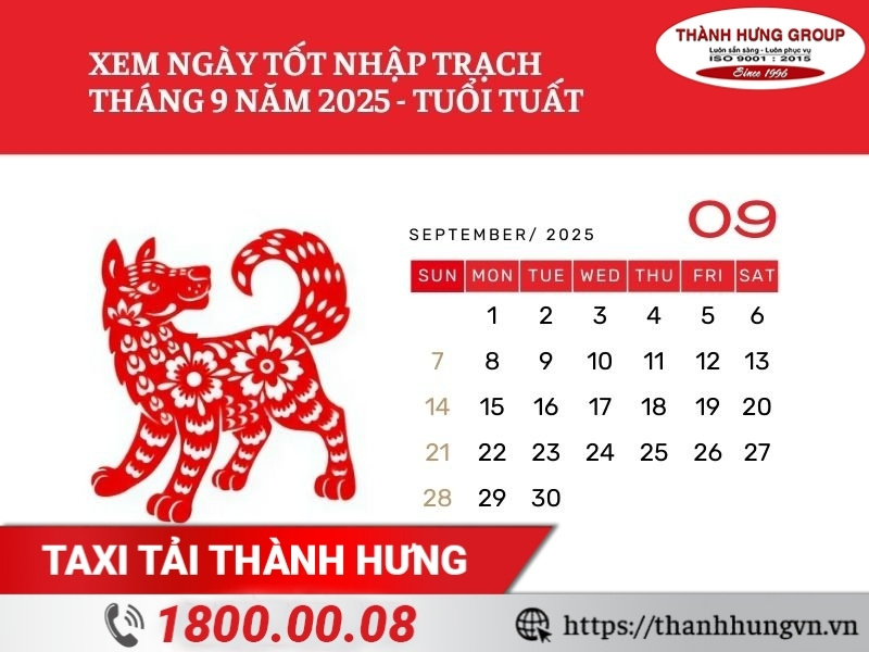 Ngày tốt nhập trạch tháng 9 năm 2025 tuổi Tuất