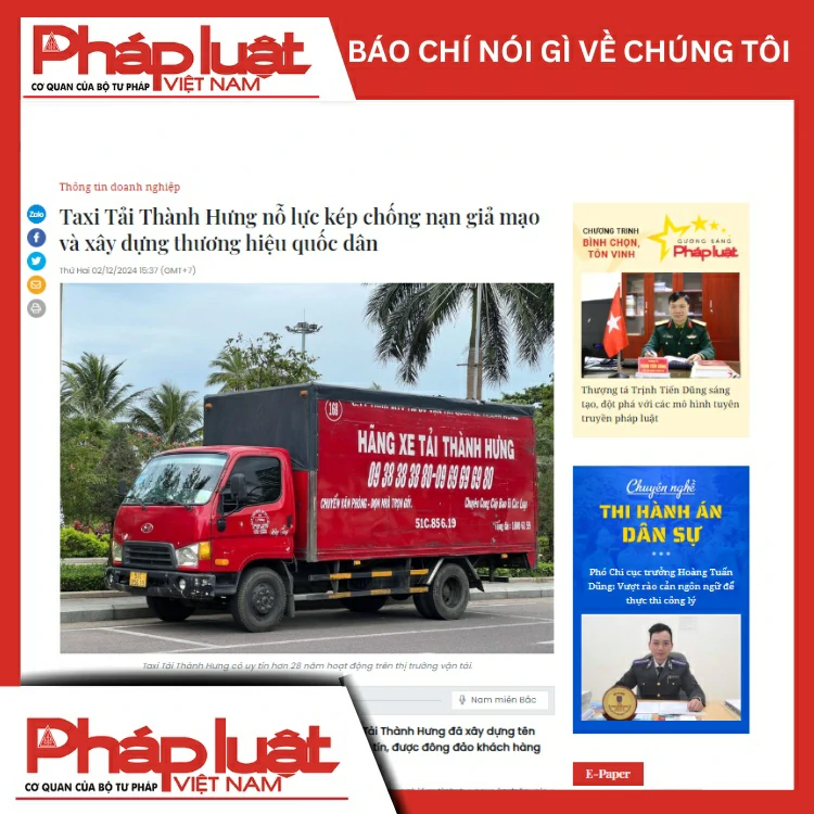 Báo Phát Luật nói gì về Dịch vụ chuyển nhà trọn gói Thành Hưng