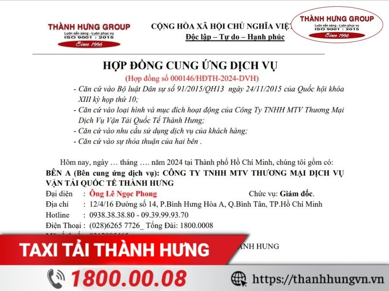 Hợp đồng chuyển văn phòng Thành Hưng