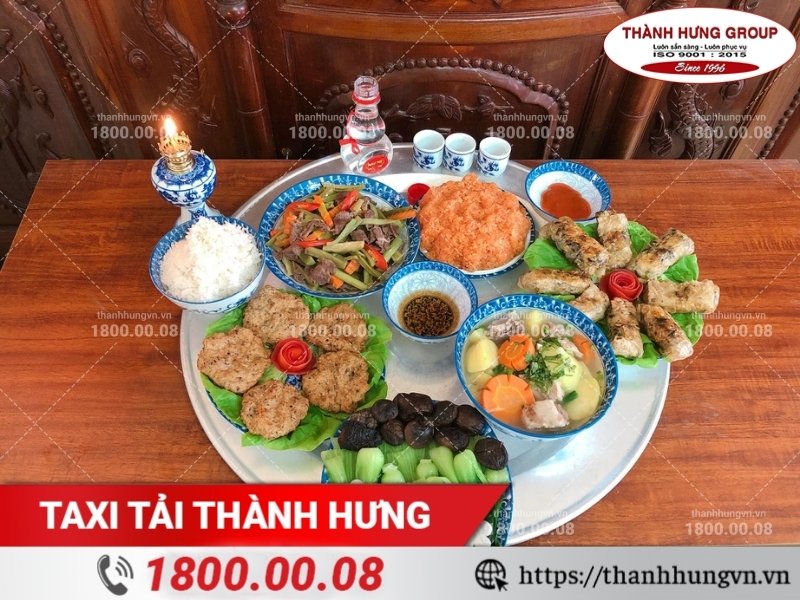 Mâm cúng đơn giản xin phép vận chuyển tủ thờ.