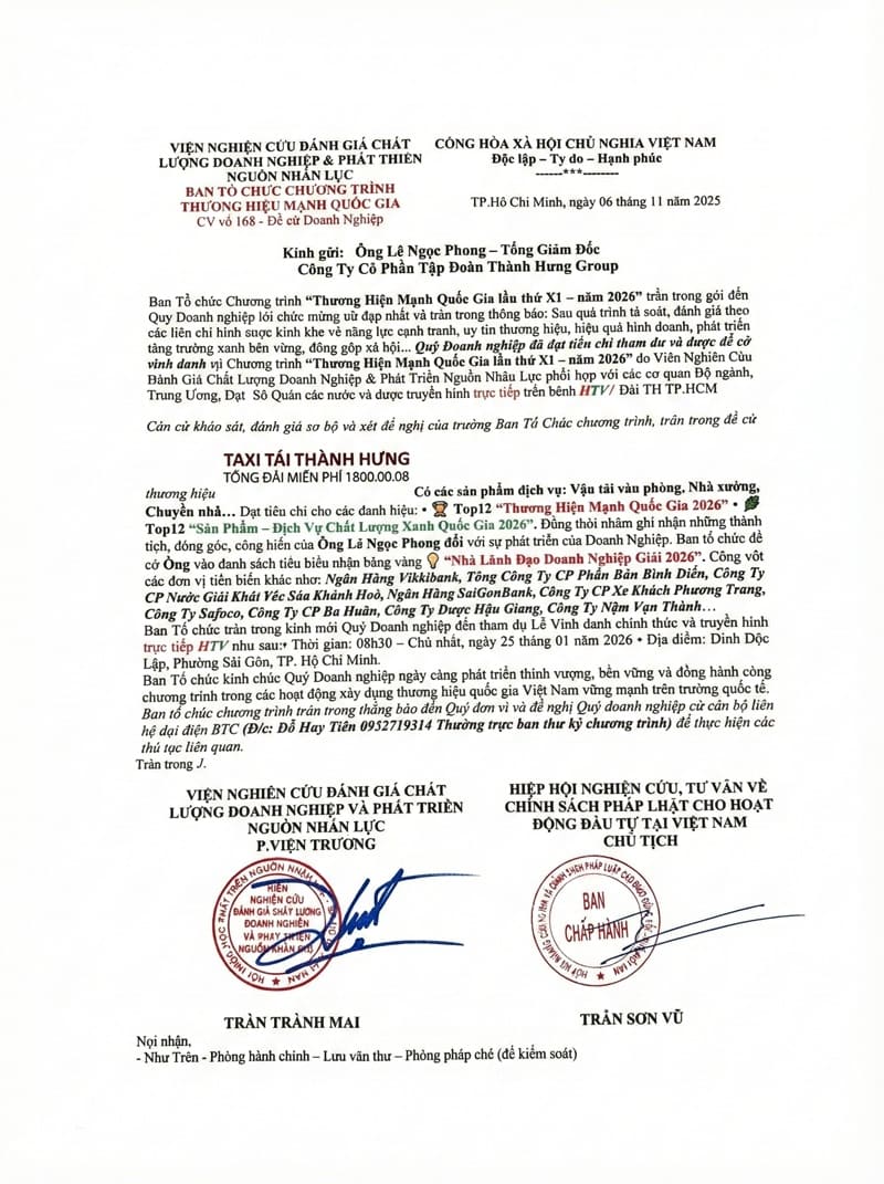 Taxi Tải Thành Hưng góp mặt trong 3 hạng mục đặc biệt