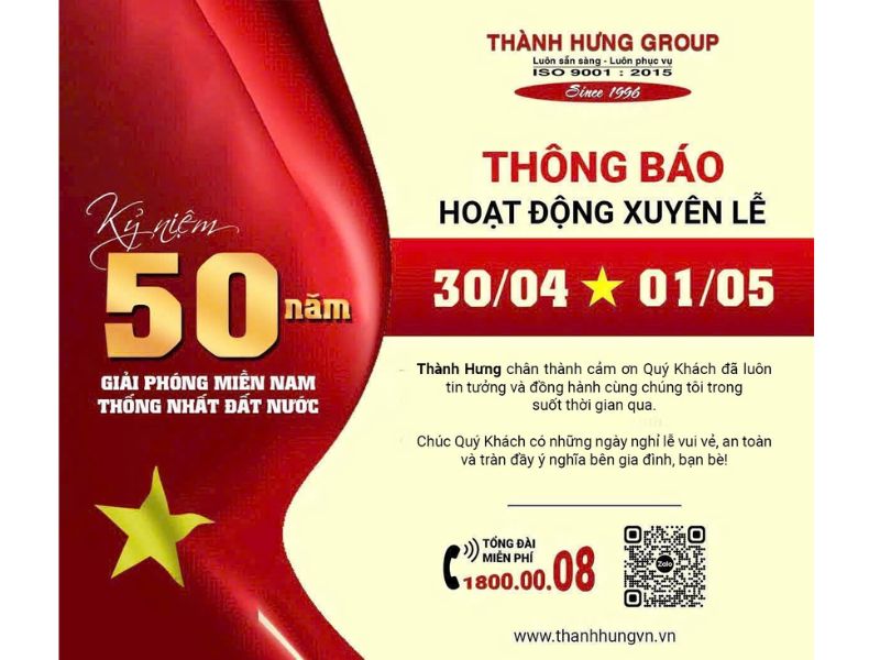 Taxi Tải Thành Hưng thông báo hoạt động xuyên suốt đại lễ 30/4 & 1/5