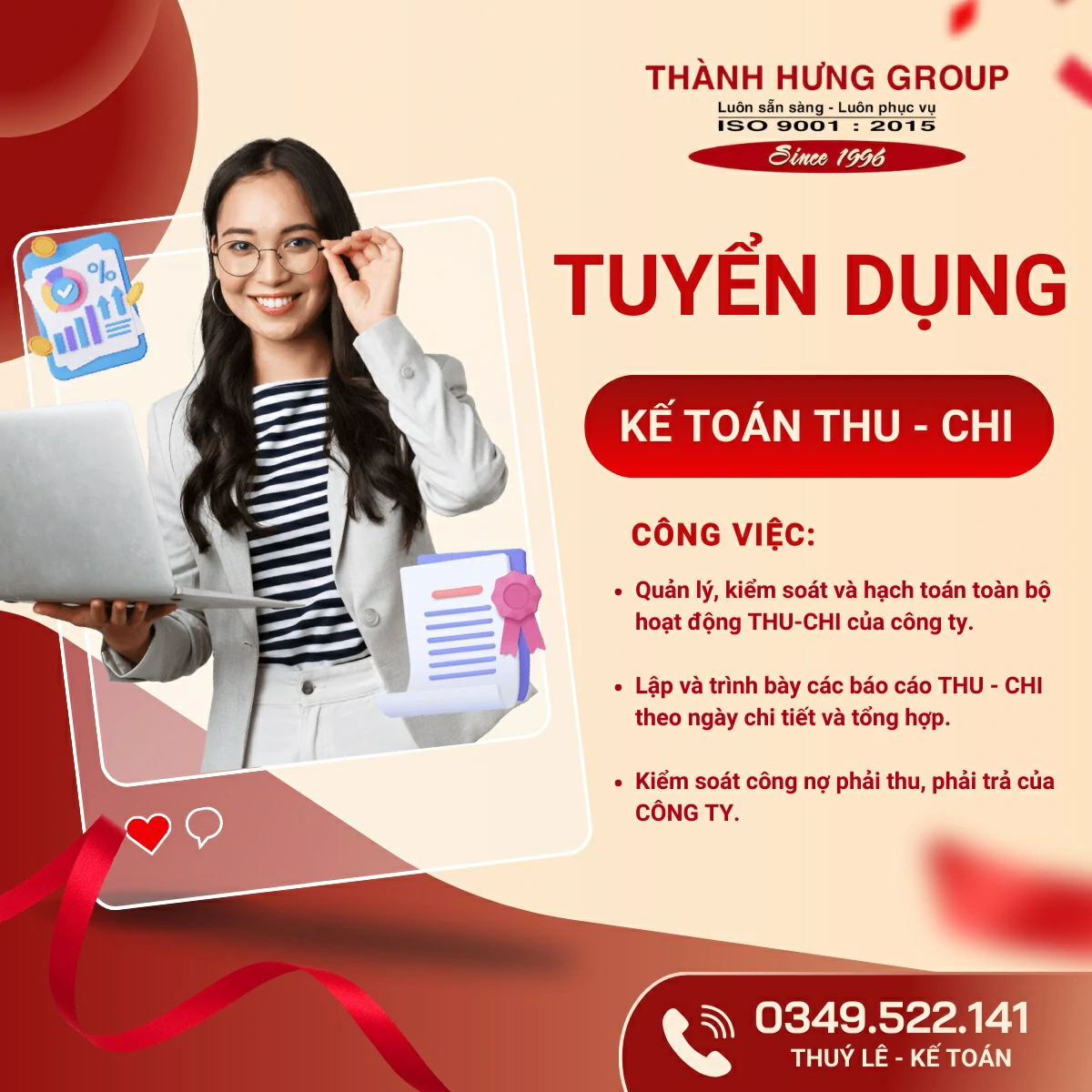 THÀNH HƯNG GROUP TUYỂN DỤNG KẾ TOÁN THU - CHI