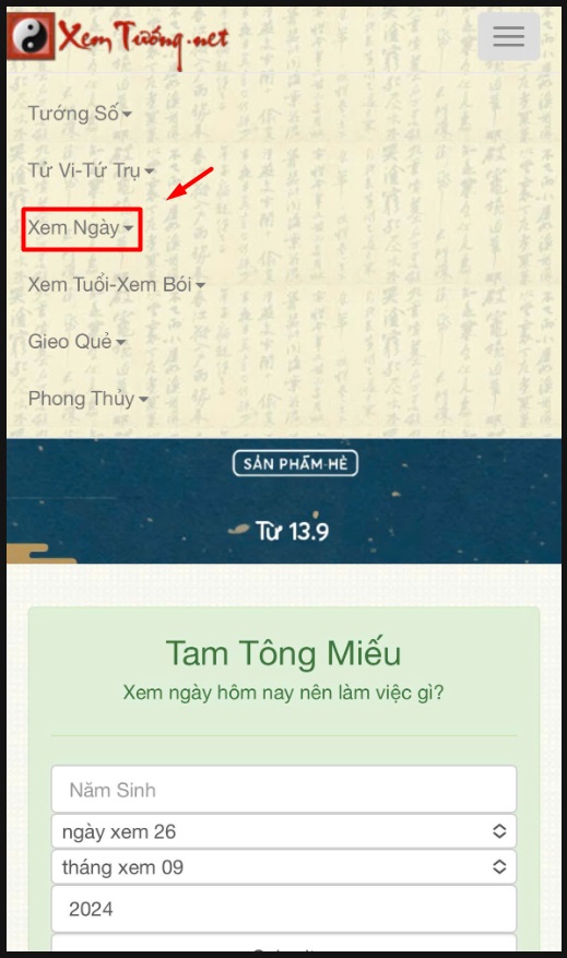 Hướng dẫn xem trên website Xem Tướng