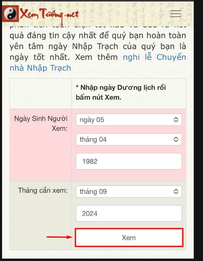 Hướng dẫn xem trên website Xem Tướng