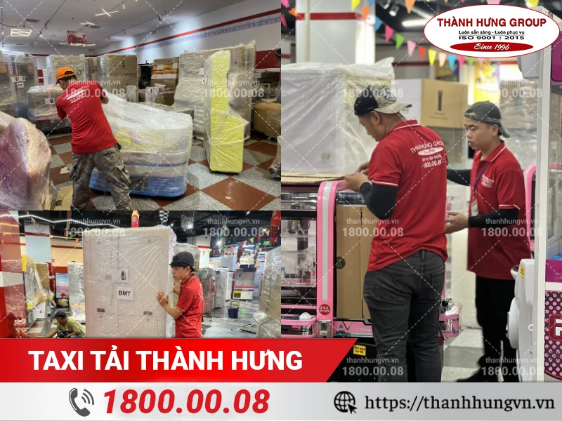 Nhân viên Thành Hưng bọc lót, dán nhãn máy game