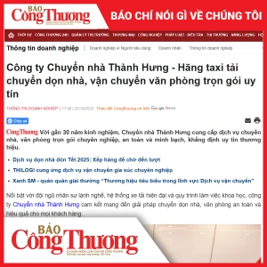Công ty Chuyển nhà Thành Hưng - Hãng taxi tải chuyển dọn nhà, vận chuyển văn phòng trọn gói uy tín