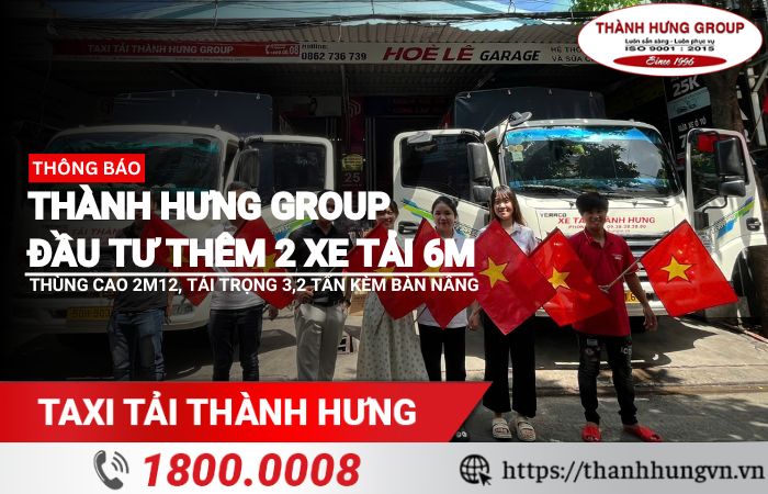 Đầu tư thêm xe tải 6m, thùng cao 2m12, tải trọng 3,2 tấn kèm bàn nâng