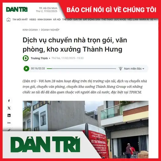 Dịch vụ chuyển nhà trọn gói, văn phòng, kho xưởng Thành Hưng