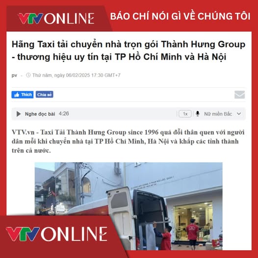 Hãng Taxi tải chuyển nhà trọn gói Thành Hưng Group - thương hiệu uy tín tại TP Hồ Chí Minh và Hà Nội