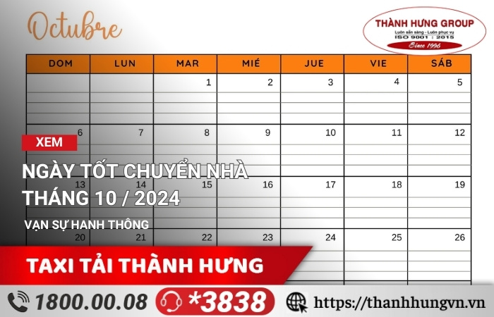 Ngày tốt chuyển nhà tháng 10